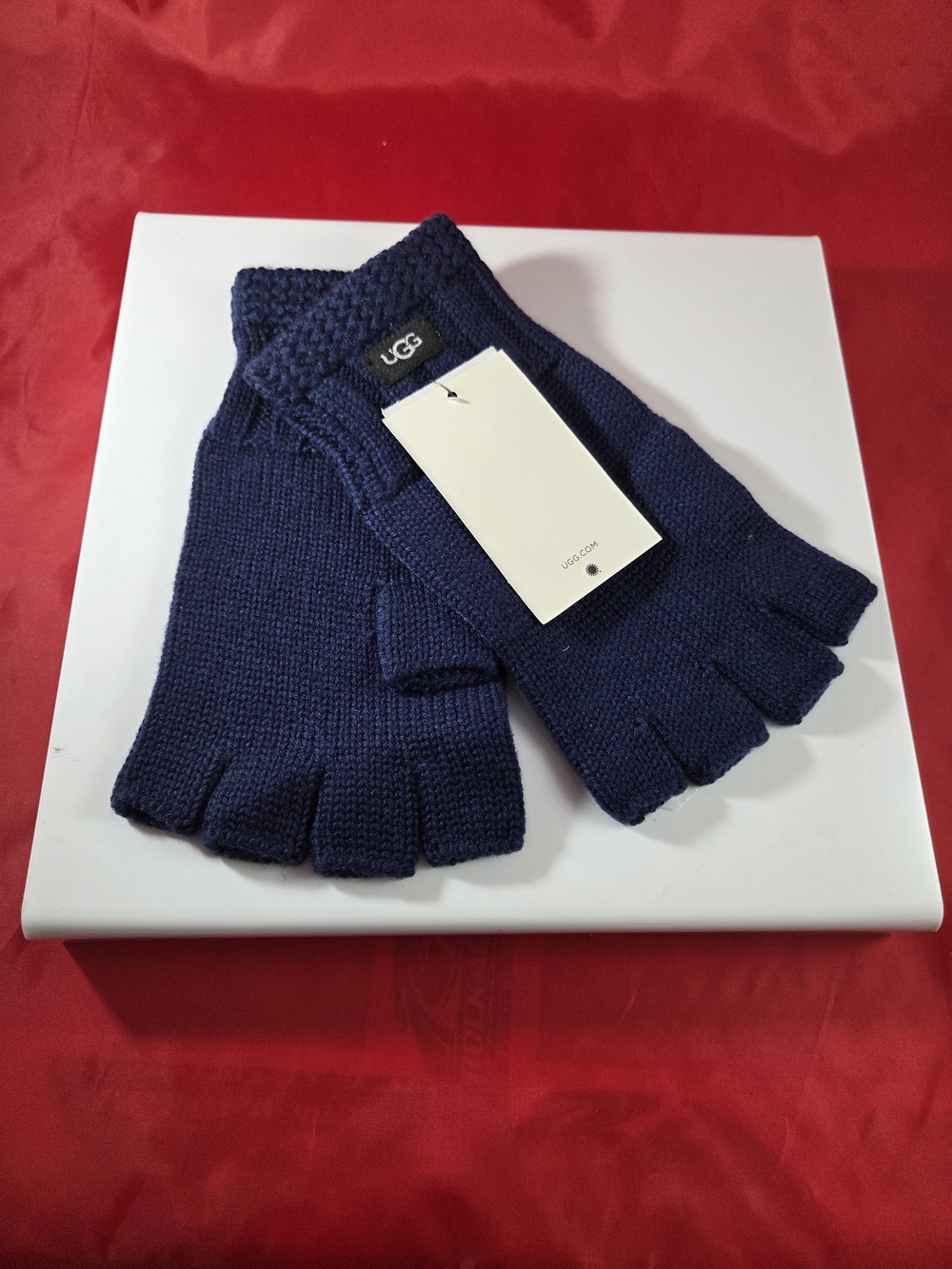 UGG Navy Fingerless Knit Mittens